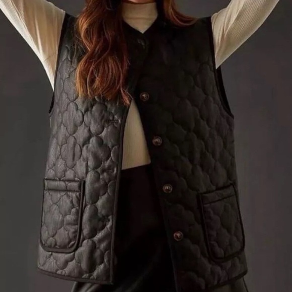 NEW FRNCH PARIS GISETTE/F12100 GILET NOIR MEDIUN WOMENS Black Quilted Vest - Picture 2 of 15